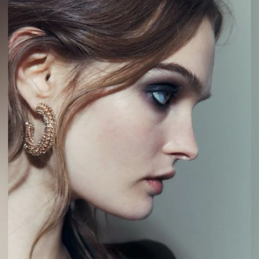 NWT. Zara Jewel Open hoop earrings with jewel appliqués.